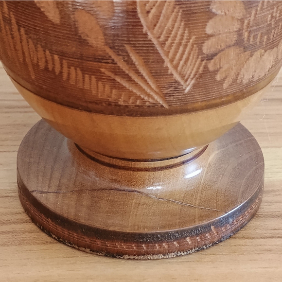 Vintage Hand Carved Cozumel Wood Vase Floral Design Mexican Folk Art 10" REPAIR - Picture 8 of 9